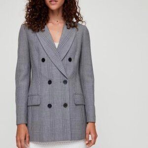 Aritzia Wilfred Margaux Blazer | Grey & Black Plaid | Size 8